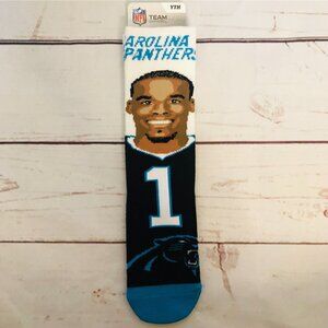NWT NFL Team Apparel Selfie Cam Newton Carolina Panthers Football Socks Sz Youth